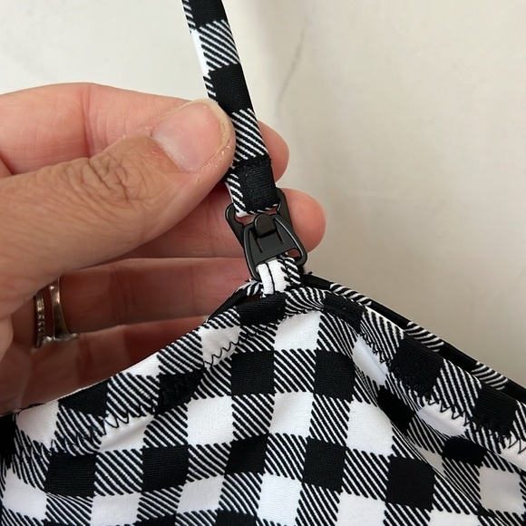 Motherhood Maternity New Bounceback Postpartum Black Gingham Swimsuit Sz Small + - Picture 8 of 14
